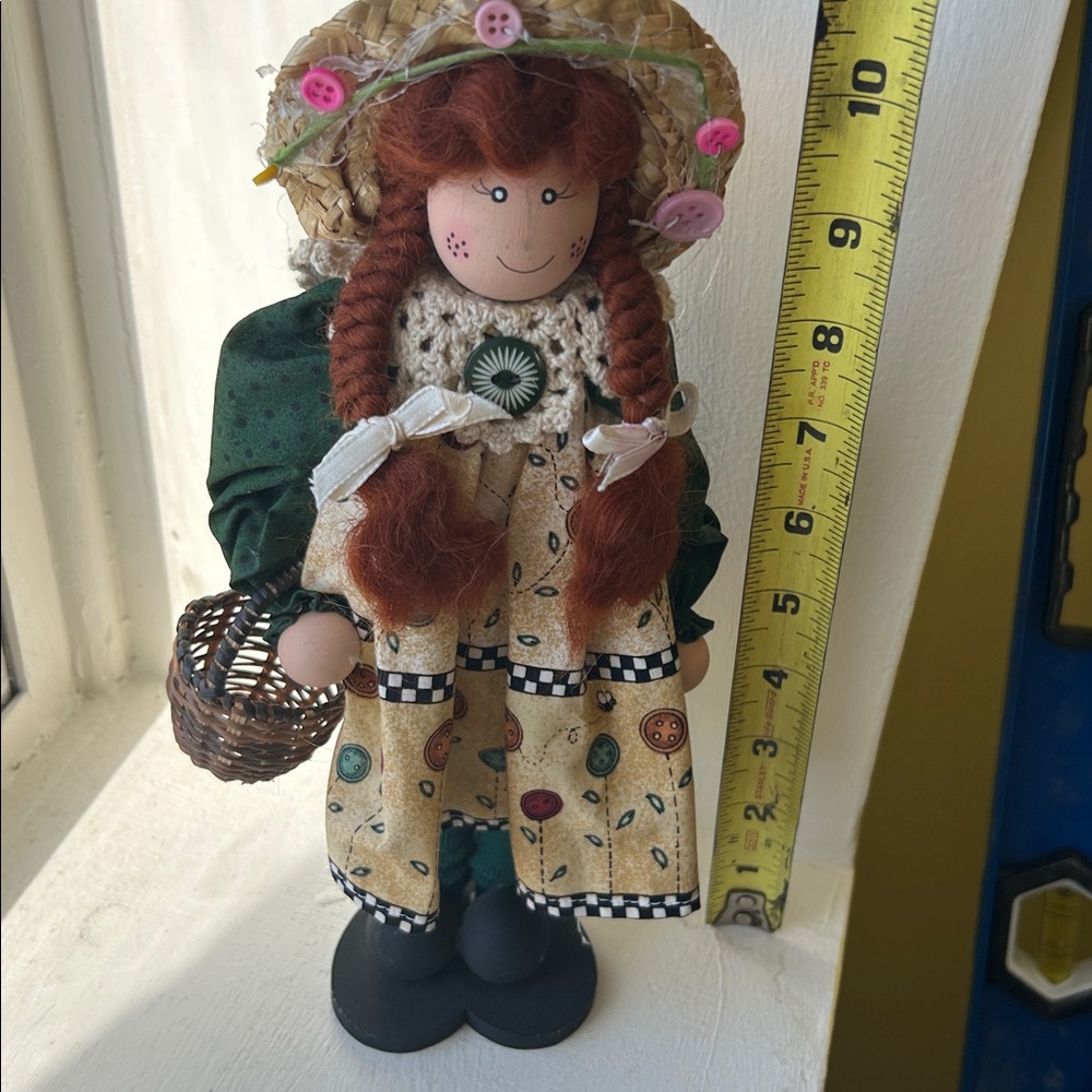 Homemade button doll with braids - Picture 3 of 4